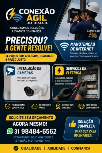 Serviços internet, câmera, elétrica