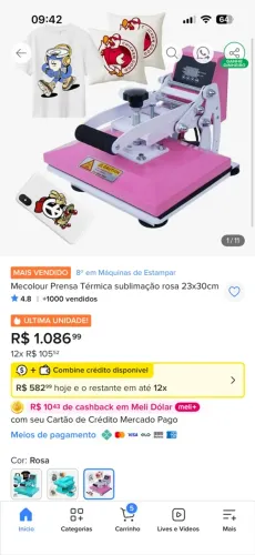 Prensa Térmica Mecolour 23x30cm (Sublimação e Estamparia) - Estado de Nova!
