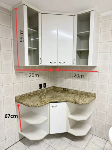 Balcão de canto embutir para cozinha.