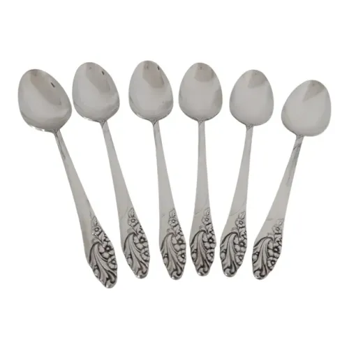 Antigas 6 Colheres Sobremesa Banho Prata Community Plate