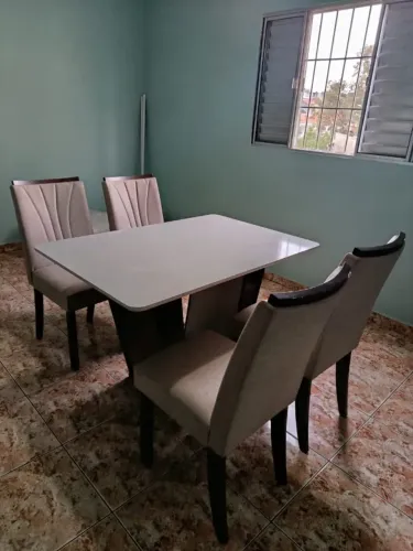 Mesa de Jantar 120x80cm Tampo MDF/Vidro
