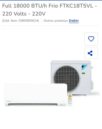 Ar Daikin 18.000 BTUs