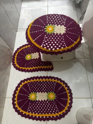 Conjunto de banheiro de crochê com 3 peças