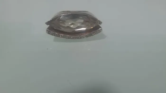 Anel de prata em formato marquise com pedras  quartzo fumê, citrino claro, zircônia cúbica