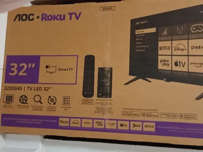 Smart TV AOC DLED 32 Polegadas WI-FI Roku TV Quad Core 32S5045