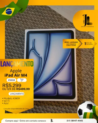 IPAD AIR M4, 256GB, TELA 11?, LACRADO, EXCLUSIVO!