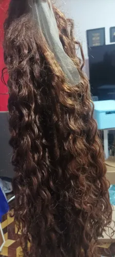 Front Lace Fibra futura orgânica Longa 70 cm cor chocolate acobreado cacheada
