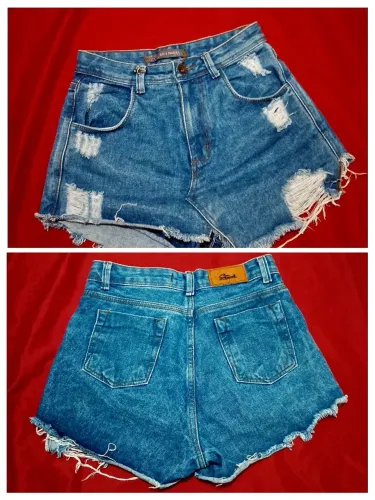 Short saia jeans sal e pimenta tamanho 38, com bolsos na frente e atrás 