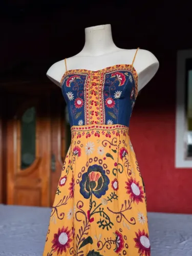 vestido farm balneário amarelo P