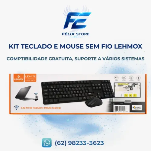 Teclado Mouse Sem Fio Lehmox Ley-176 Silencioso Com Numérico