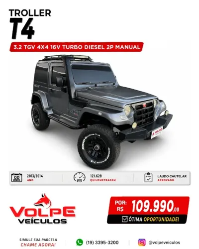 Troller T-4 4X4 3.2 TGV TDI Cap. Rígida Diesel 2014