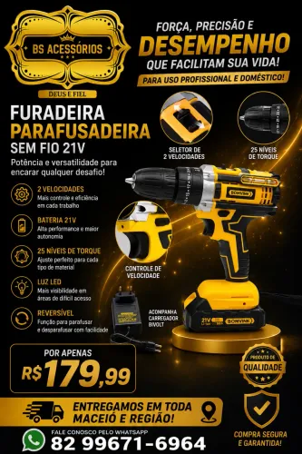 PARAFUSADEIRA SEM FIO 21V 