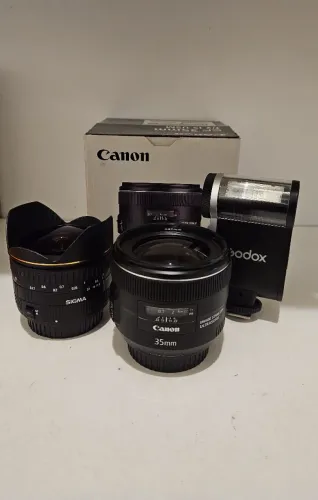 Kit Canon 35mm - Sigma 15mm - Flash Godox IA32