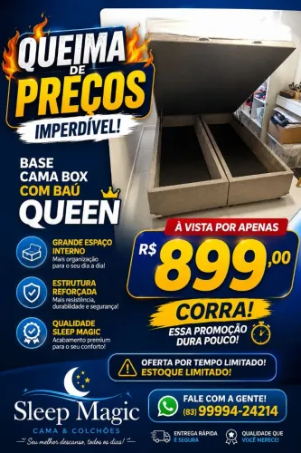 Base cama box com baú  sleep Queen 