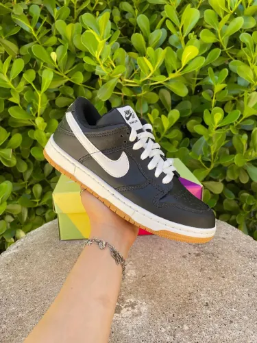 Tênis sneakers dunk feminino unissex courino preto