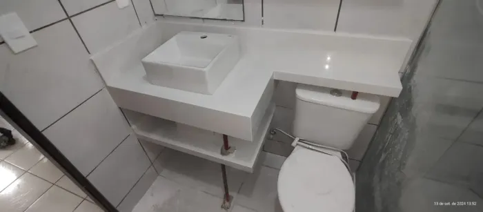 Bancada de banheiro quartzo branco 