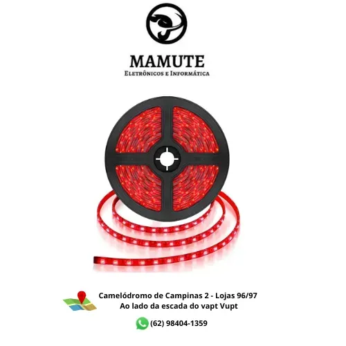 Fita De Led Vermelho 1 Rolo 5m + Fonte 12v Led 5050
