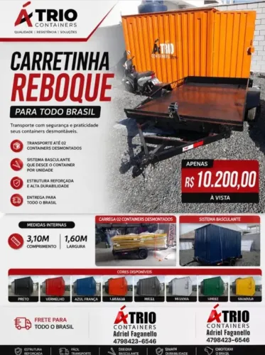 Carretinha reboque com içamento