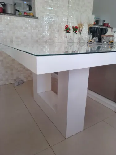 Mesa Jantar com Vidro 140cm x 90cm
