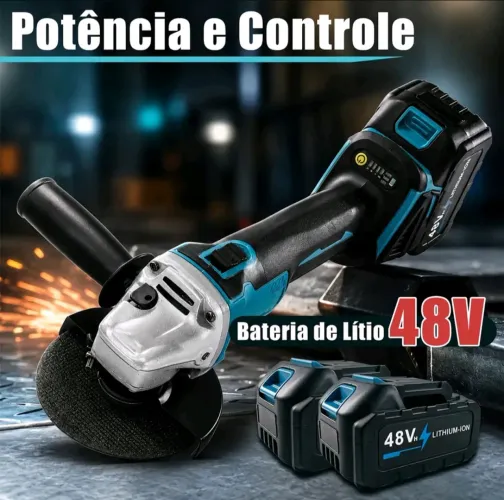 Esmerilhadeira com 2 baterias 10 celulas + acessórios motor sem escovas