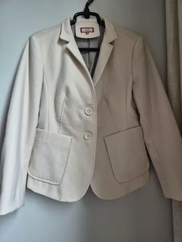 Casaco Blazer Feminino  Lã Batida Off-White - Tam M