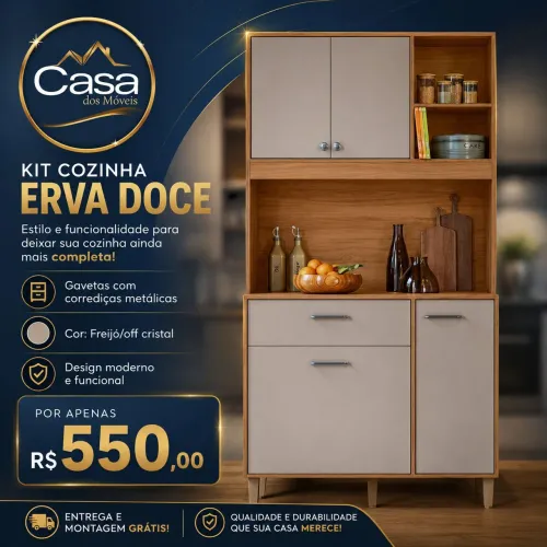 Kit cozinha erva doce 0.90m