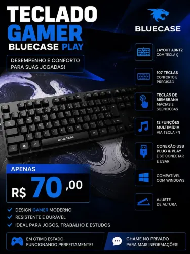 TECLADO GAMER 100% COM LED