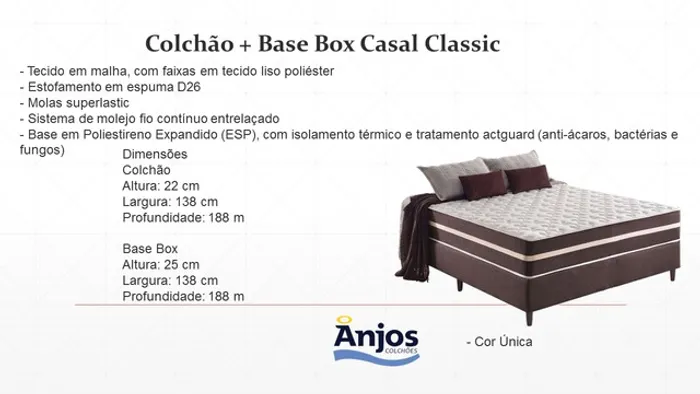 Quarto cama box casal base+colchão molas 