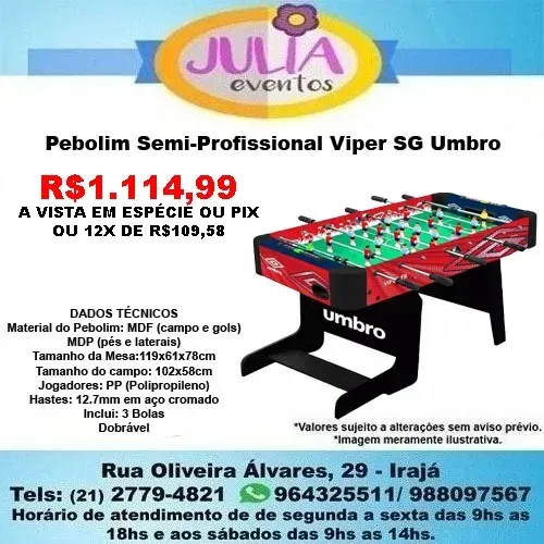 Pebolim Semi-Profissional Viper SG Umbro Yeladim 