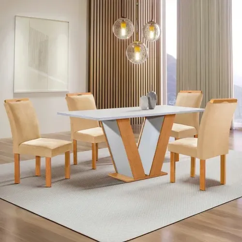 Mesa de Jantar 120x80 com 4 Cadeiras Lima s654