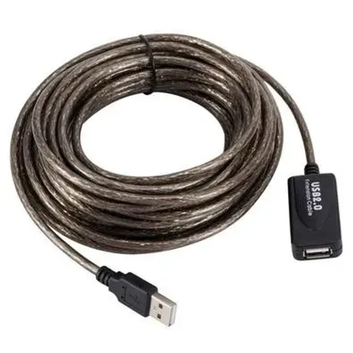 Cabo Extensor USB A Macho para USB A Fêmea, com Repetidor, 10 Metros, Preto