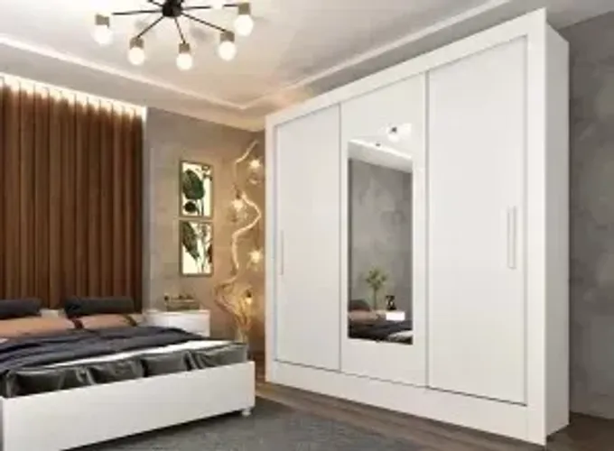 Roupeiro 3 Portas Correr C/Espelho 1.90 M. Produto Novo Direto da Fábrica P/Sua Casa.