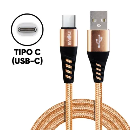Cabo Carregador Inova Tipo-C para USB (02 metros) - Ultra resistente e Rápido