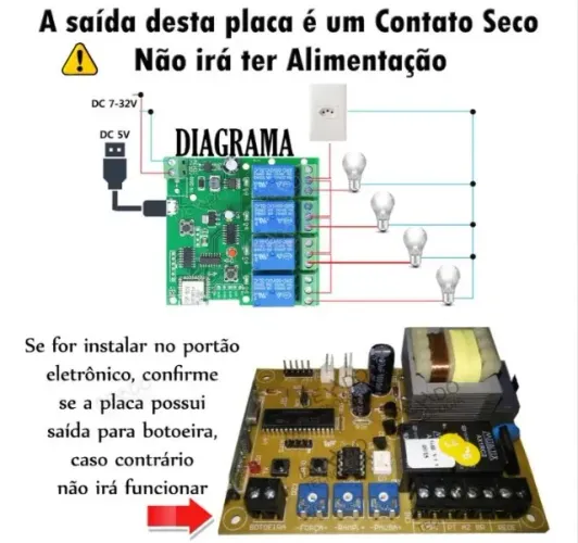 Placa 4ch Relé Wifi Sonoff 12v Portão Garagem Fechadura Ewelink Automação COD-AM484 