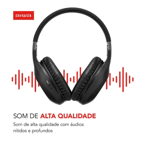 Fone de Ouvido Headphone sem fio Bluetooth Wireless Aiwa Aws HP-02-B Cancelamento de Ruído