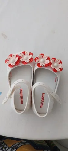 Sandálias Mini Melissa Bebê - Flores Vermelhas e Rosa