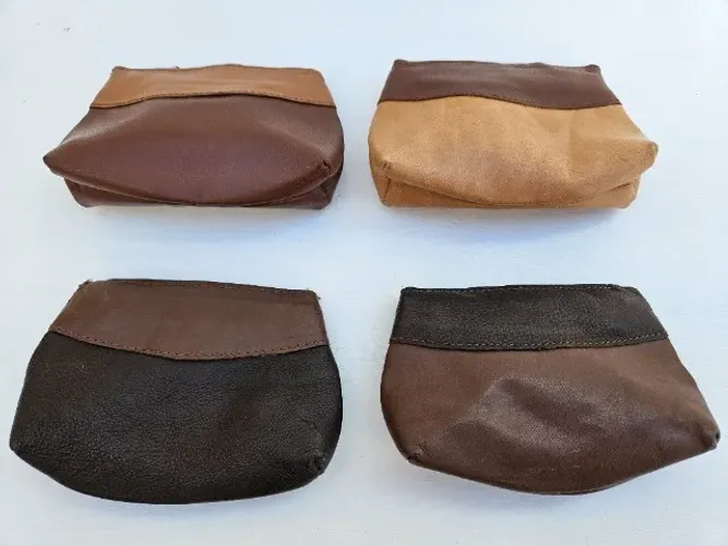 Pochete Porta Moedas Couro Legitimo Kit 04 Un Efetuo Troca