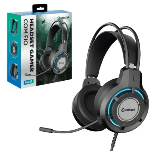 Headset Gamer com Fio - Som Estéreo de Alta Qualidade, Microfone com Cancelamento Ruido