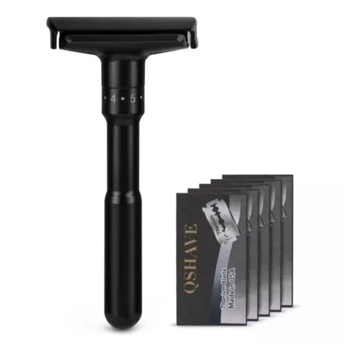  Barbeador Safety Razor Qshave Ajustável Double Edge 6N - Preto