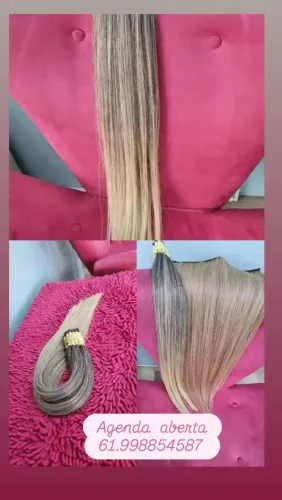 Mega Hair Loira com Mechas