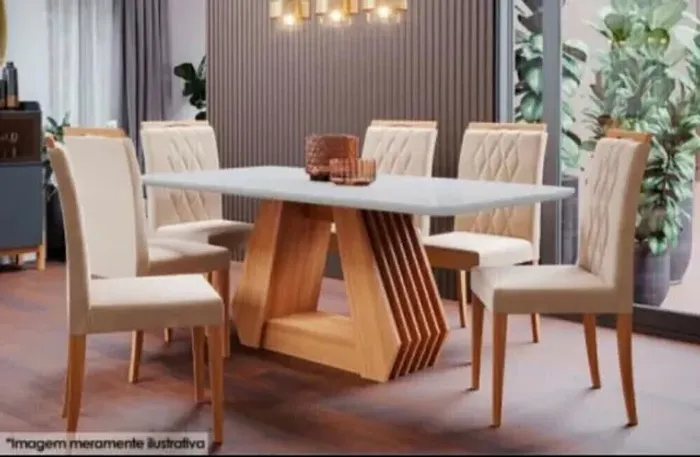 Mesa Ágatha 1,80X0,90m com 6 Cadeiras