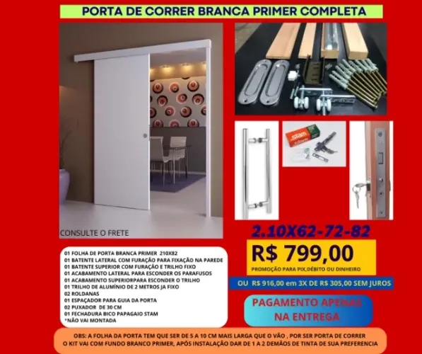 porta código klo55 completa branco de correr