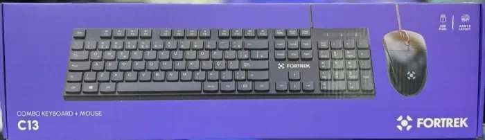 Kit Mouse E Teclado Com Fio Fortrek C13 Office Usb Abnt2 Pto Mouse Preto Teclado Preto