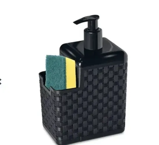 PORTA ESPONJA E DISPENSER DETERGENTE C/ BICO DOSADOR - PRETO