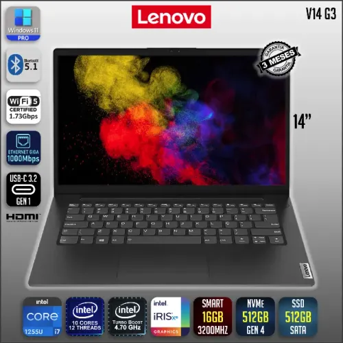 Notebook Lenovo V14 G3 | Core i7 1255U | 16GB DDR4 | SSD 1TB | FHD