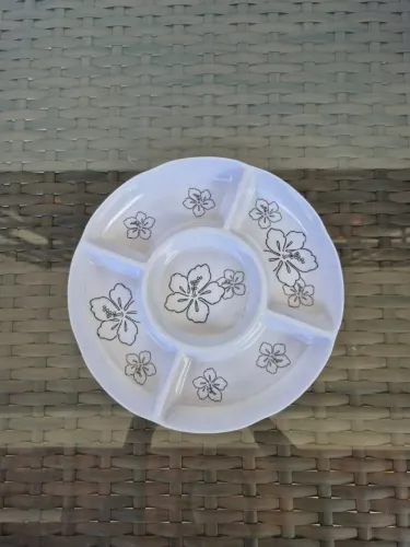 bandeija de plástico em formato de flor 5 divisorias