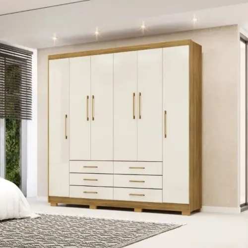 Guarda Roupa Canadá 6 Portas 6 Gavetas 100% MDF Novo Off white
