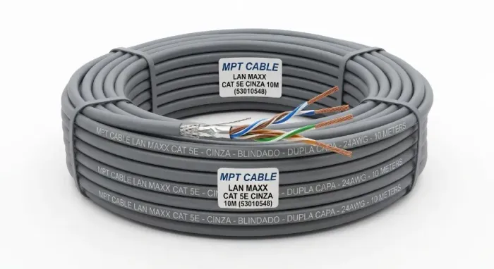 CABO DE REDE MPT CABLE / LAN MAXX / CAT 5E CINZA 10M (53010548)