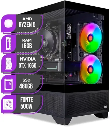 CPU Gamer Mancer Ryzen 5 5500, GTX 1660 SUPER 6GB, 16 GB DDR4, SSD 480GB, NOVO