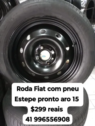 Roda Fiat com pneu aro 15. Estepe pronto furação 4x98 original Fiat. Aceito cartão 